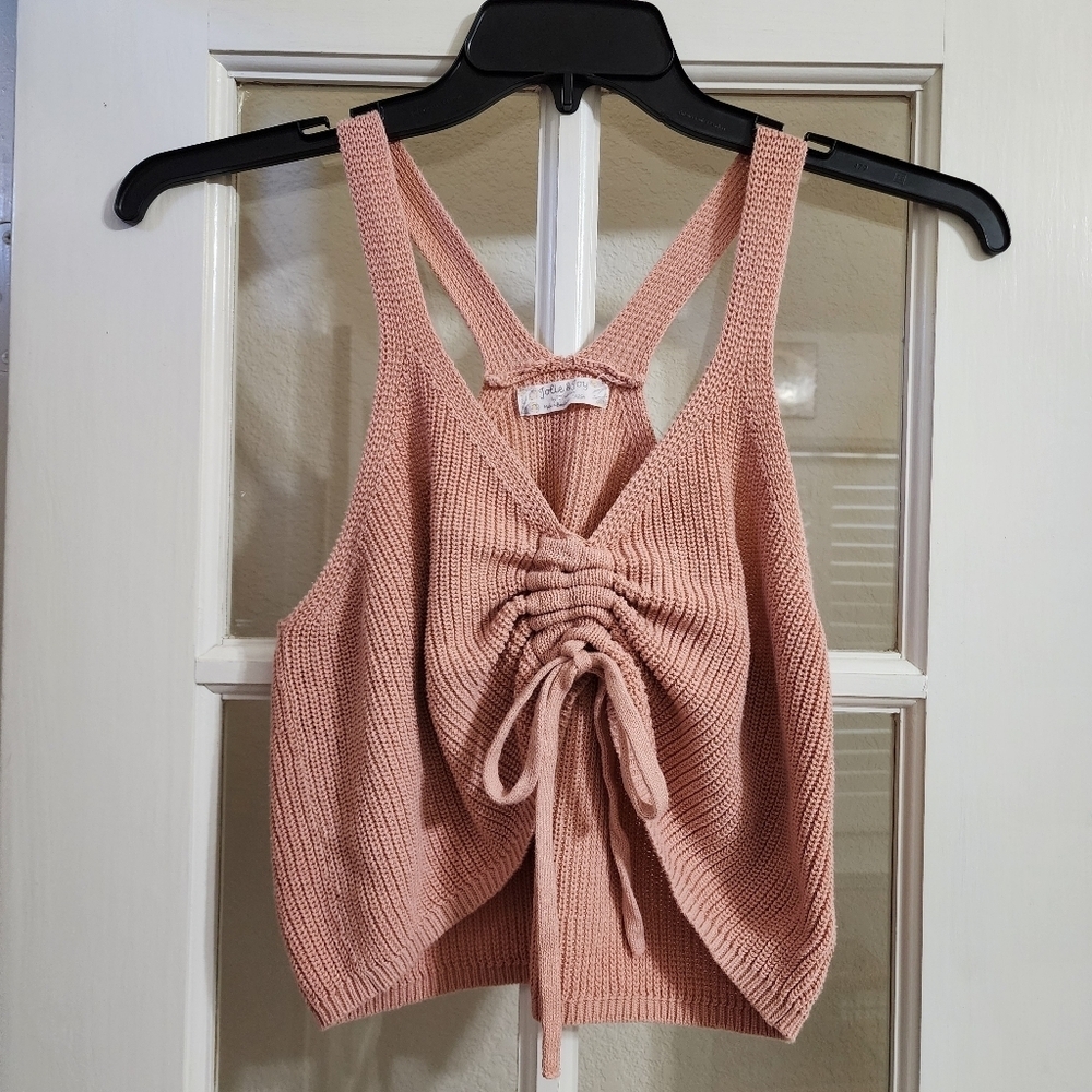 Jolie & Joy FCT With Love Ruched Knit Tank Blush V Neck Sweater